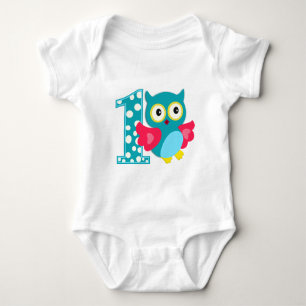 Erste Geburtstags-glückliche Owl Baby Strampler