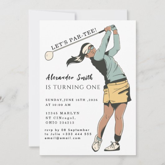 Erste Geburtstags-Golfparty Einladung (Vorderseite)