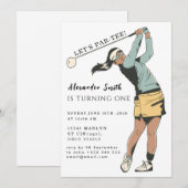 Erste Geburtstags-Golfparty Einladung (Vorne/Hinten)