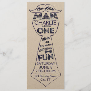 Erste Geburtstags-Krawatten-/Schnurrbart-Einladung Einladung