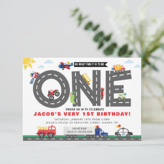 Erste Geburtstags-Transport-Einladung Einladung