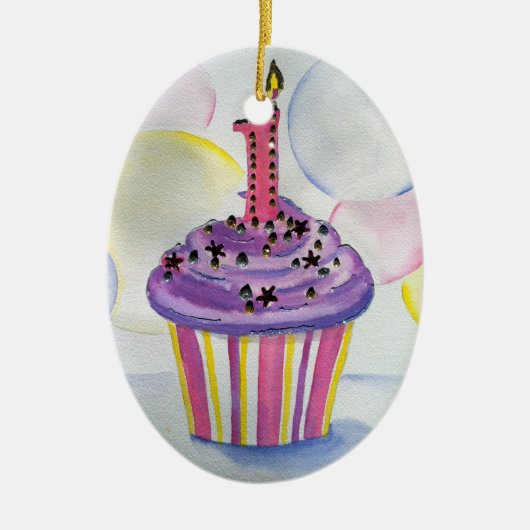 Erste Geburtstags-Verzierung Keramikornament (Vorne)