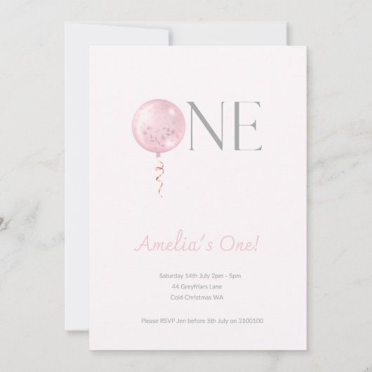 Erste Geburtstagsballon Einladung zum Geburtstag (Rückseite)