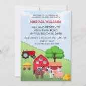 Erste Geburtstagsbarnyard-Landtiere Einladung (Vorderseite)