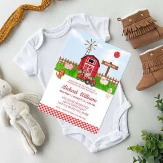 Erste Geburtstagsbarnyard-Landtiere Einladung