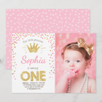 Erste Geburtstagseinladung Prinzessin Gold Pink