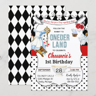 Erste Geburtstagsfeier Alice im Wunderland Einladu Einladung