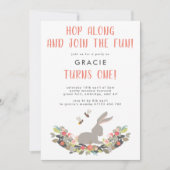 Erste Geburtstagsfeier Niedlicher Frühlingshasen G Einladung (Vorderseite)