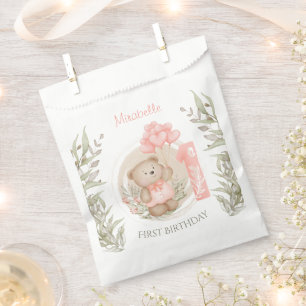 Erste Geburtstagsfeier Niedlicher Teddy Bären Herz Geschenktütchen