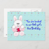 Erste Geburtstagskarte Einladungspostkarte (Vorne/Hinten)