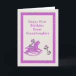 Erste Geburtstagskarte für die Große Enkelin Karte<br><div class="desc">First birthday card for your great granddaughter. This card has two cute drawn cats and an old retro hobby horse. Colors are creme and hot pink/lavender. Thanks to Bsilvia and Fidget Resources for some of the elemente in the design.</div>