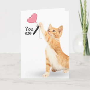 Erste Geburtstagskarte für eine getigerte Katze mi Karte