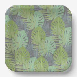 Erste Geburtstagskarte mit grünen Blätter. Pappteller