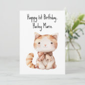 Erste Geburtstagskatze Personalisiert Karte (Stehend Vorderseite)