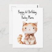 Erste Geburtstagskatze Personalisiert Postkarte (Vorne/Hinten)