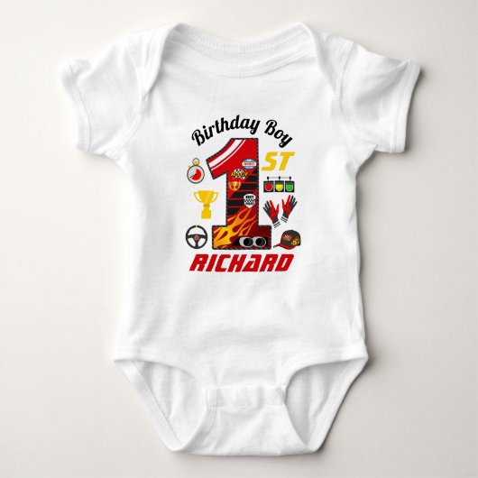 Erste Geburtstagskraftwagen | Geburtstagskinder Baby Strampler (Vorderseite)