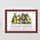 Erste Geburtstagsküstentiere Kariert Einladung (Vorderseite)