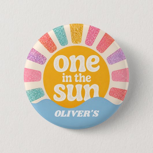 Erste Geburtstagspapierplatten Sommer Thema Button (Vorderseite)