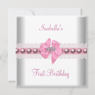 Erste Geburtstagsparty Hübsch Pink Bow Einladung