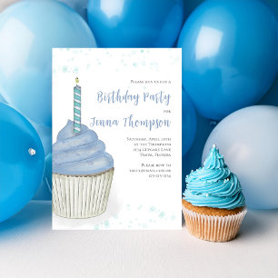 Erste Geburtstagsparty Niedlich Blue Boy Cupcake Einladung