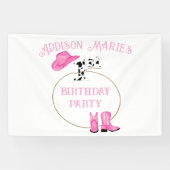 Erste Geburtstagsparty Pink Cowgirl Banner (Horizontal)