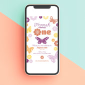 Erste Geburtstagsparty Retro Butterfly Geburtstag Einladung