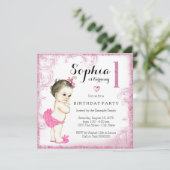 Erste Geburtstagsparty Rosa Glitzer Girls Einladung (Stehend Vorderseite)