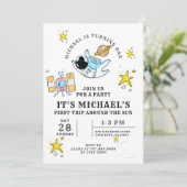 Erste Geburtstagsreise Astronautenraumflugzeug-Par Einladung (Stehend Vorderseite)