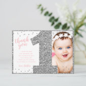 Erste Geburtstagssilber und Rosa Dankeskarte (Stehend Vorderseite)