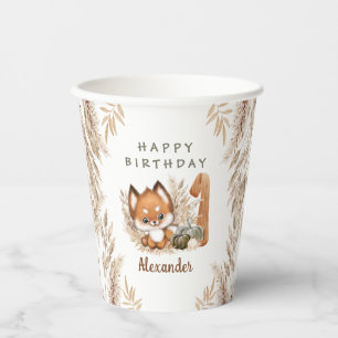 Erste Geburtstagstorte Niedlich Fox Fall Boy Paper Pappbecher