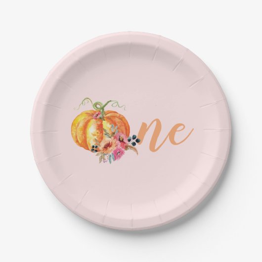 Erste Geburtstagszeit-Blume Pumpkin-Teller Pappteller (Vorderseite)