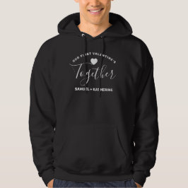 Erste gemeinsame Valentinstag schwarze Custom-Name Hoodie