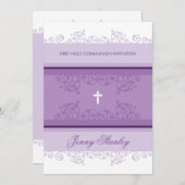 ERSTE GEMEINSCHAFT ERSUCHT hübsche Liköre lila Einladung (Vorne/Hinten)