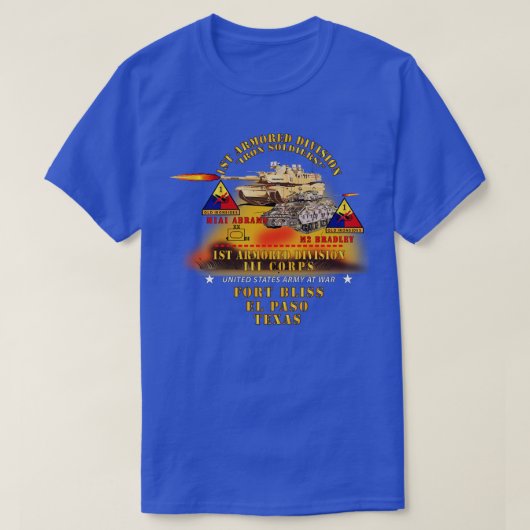 Erste gepanzerte Division Ft Bliss TX M1 M2 mit Fe T-Shirt (Design vorne)