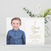 Erste Goldstaub-Foto der Heiligen Kommunion Dankeskarte (Stehend Vorderseite)