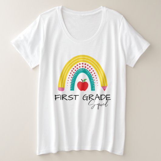 Erste GRADE Squad Rainbow-Lehrerin Große Größe T-Shirt (Design vorne)