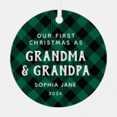 Erste Großeltern Weihnachten Rustikal Kariert Ornament Aus Metall (Vorderseite)