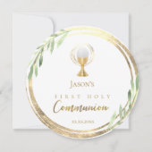 Erste grüne Blätter der Heiligen Kommunion Einladung (Vorderseite)
