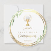 Erste grüne Blätter der Heiligen Kommunion Einladung (Vorderseite)