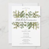 Erste Grüne des heiligen Kommunion Gold Cross Einladung (Vorderseite)