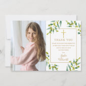 Erste Grünpflanze des Heiligen Fotos Dankeskarte (Vorderseite)