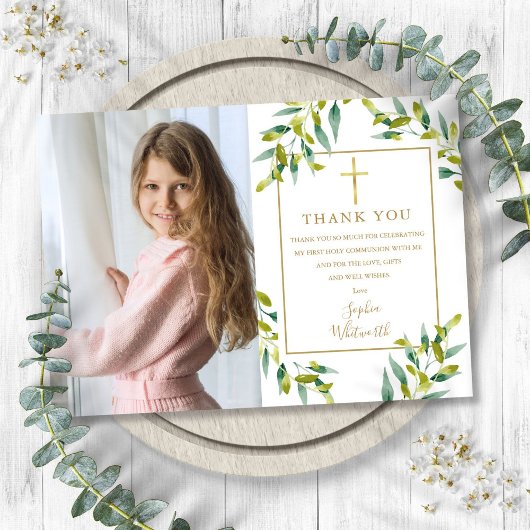 Erste Grünpflanze des Heiligen Fotos Dankeskarte