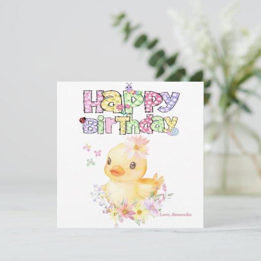 Erste Grußkarte für personalisiert rosa Gummihaube Karte (Stehend Vorderseite)