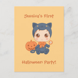 Erste Halloween Baby Black Cat Party Einladung Postkarte
