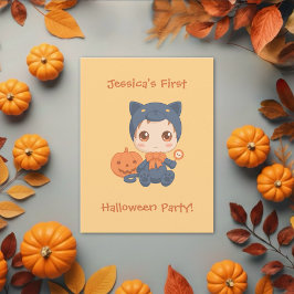 Erste Halloween Baby Black Cat Party Einladung Postkarte