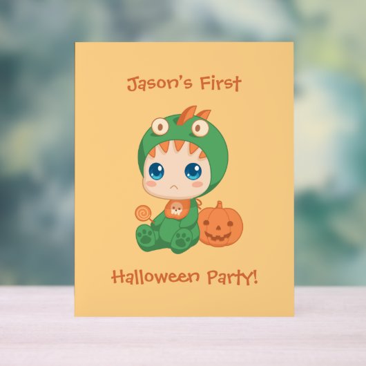 Erste Halloween Baby Dragon Party Einladung Acrylschild (Neutral)