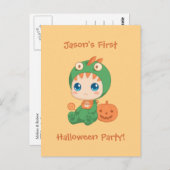 Erste Halloween Baby Dragon Party Einladung Postkarte (Vorne/Hinten)