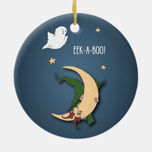 Erste Halloween Baby Flüchtige Blick A Boo Hexe mi Keramik Ornament (Hinten)