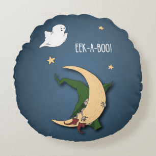 Erste Halloween Baby Flüchtige Blick A Boo Hexe mi Rundes Kissen