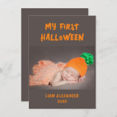 Erste Halloween Baby Foto Grau Mitteilungskarte (Vorne/Hinten)